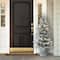 4.5ft. Pre-Lit Flocked Alpine Fir Entrance Tree In Gray Pot, Clear LED Lights